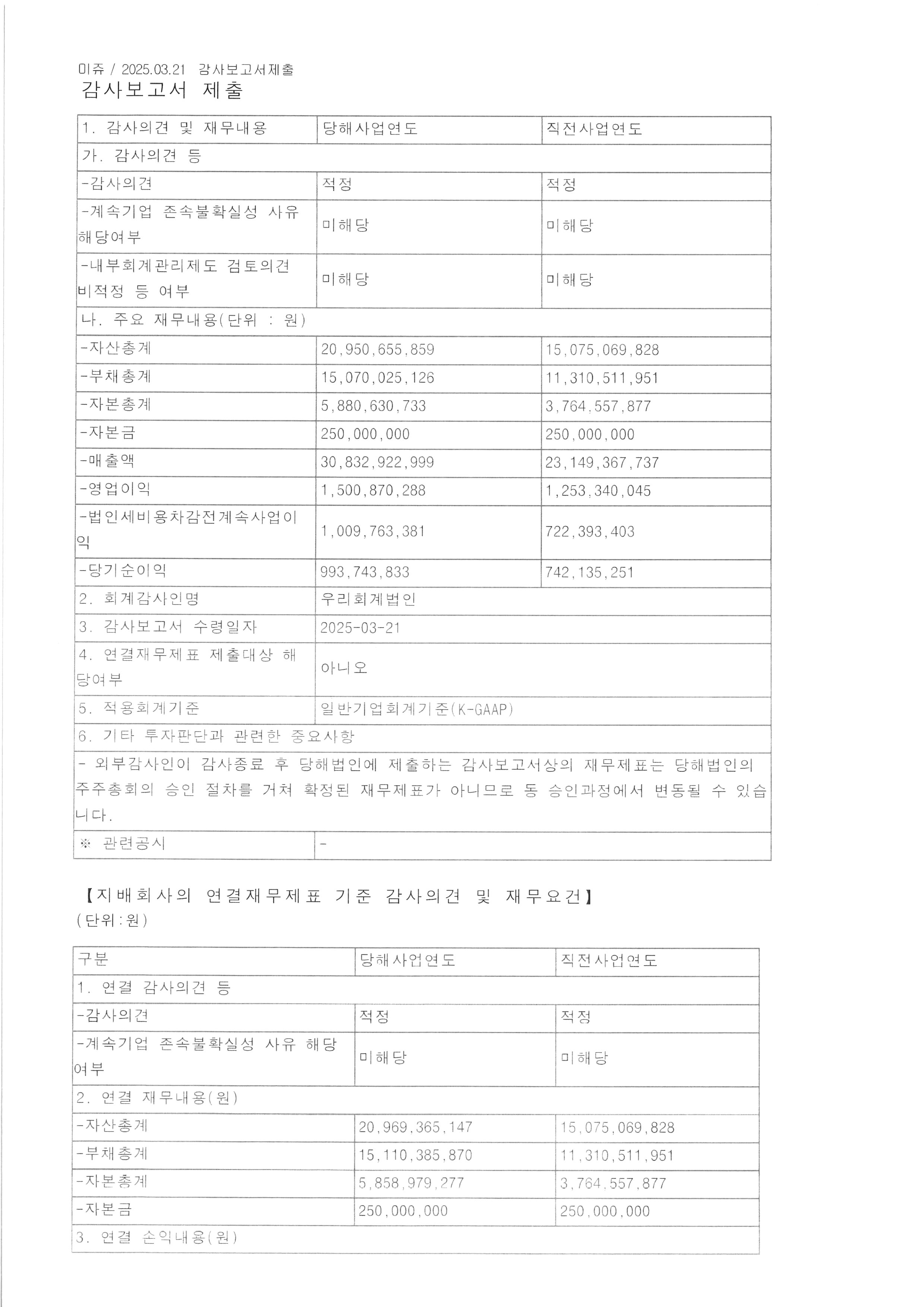2024년 사업보고서·감사보고서 공고 원문 1
